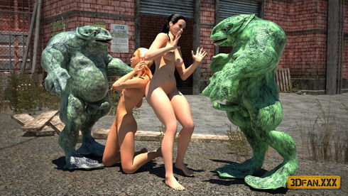 Two horny frogs fuck human girls - 3D Sex 