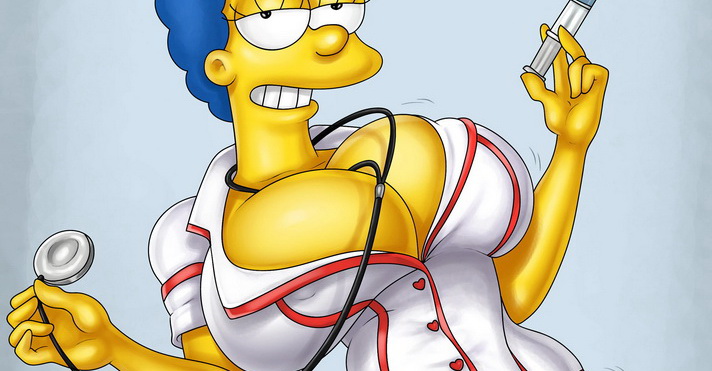 Marge and her boobs in nurse uniform